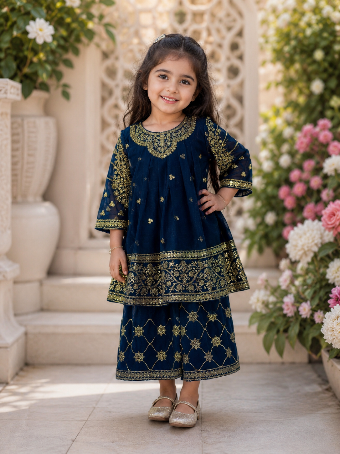 Chaandni - Fancy Frock with Embroided Neck and Daman
