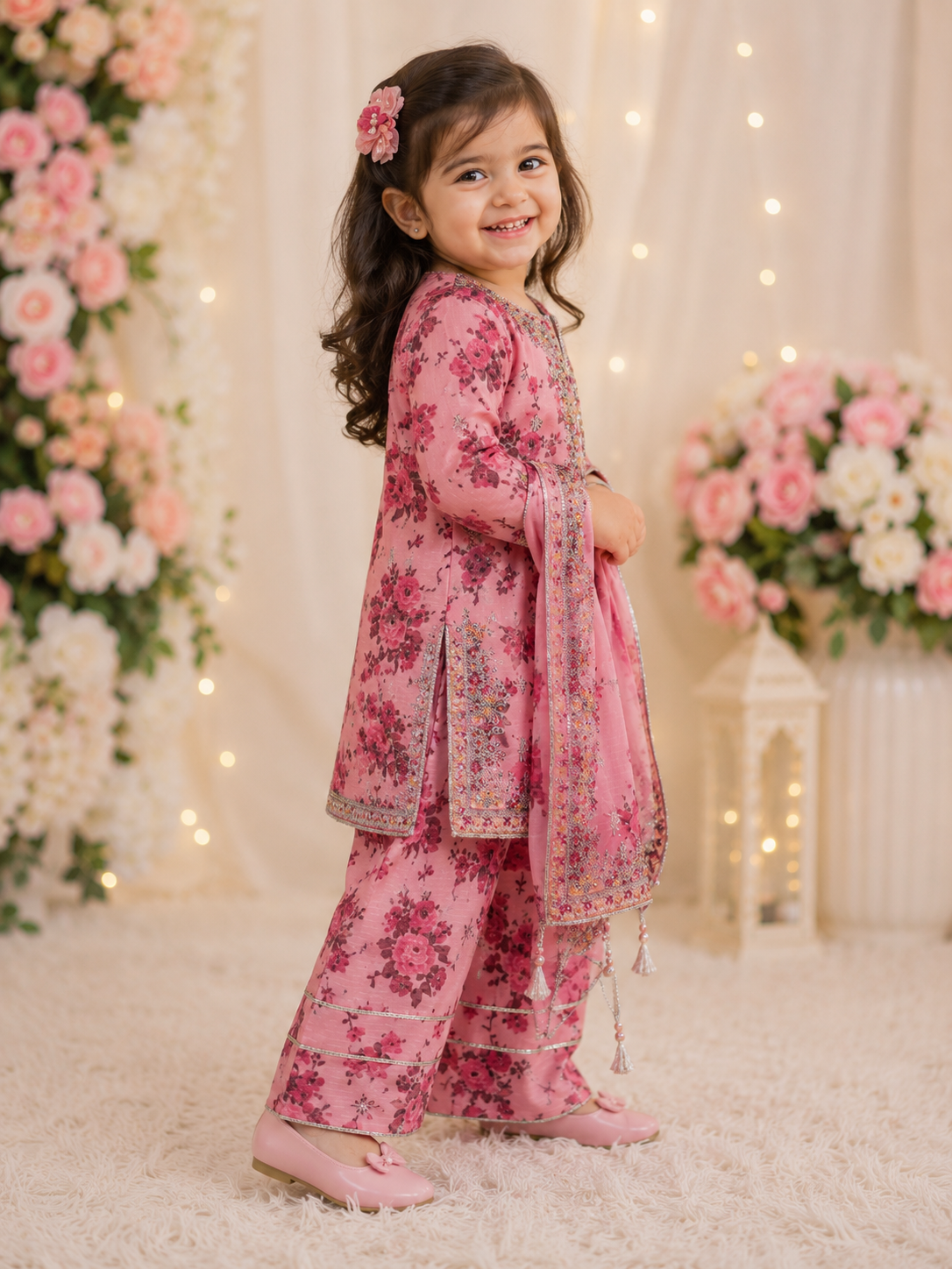Gulbano - Farshi Shalwar with Silver Embroided Shirt with Fancy Pouch