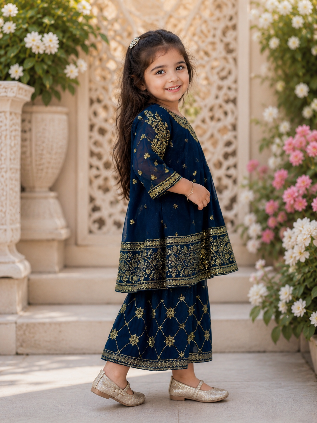 Chaandni - Fancy Frock with Embroided Neck and Daman