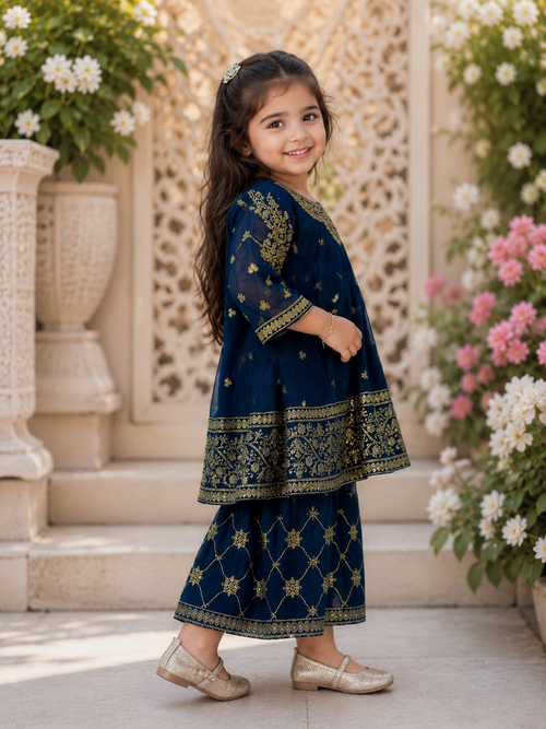 Chaandni - Fancy Frock with Embroided Neck and Daman