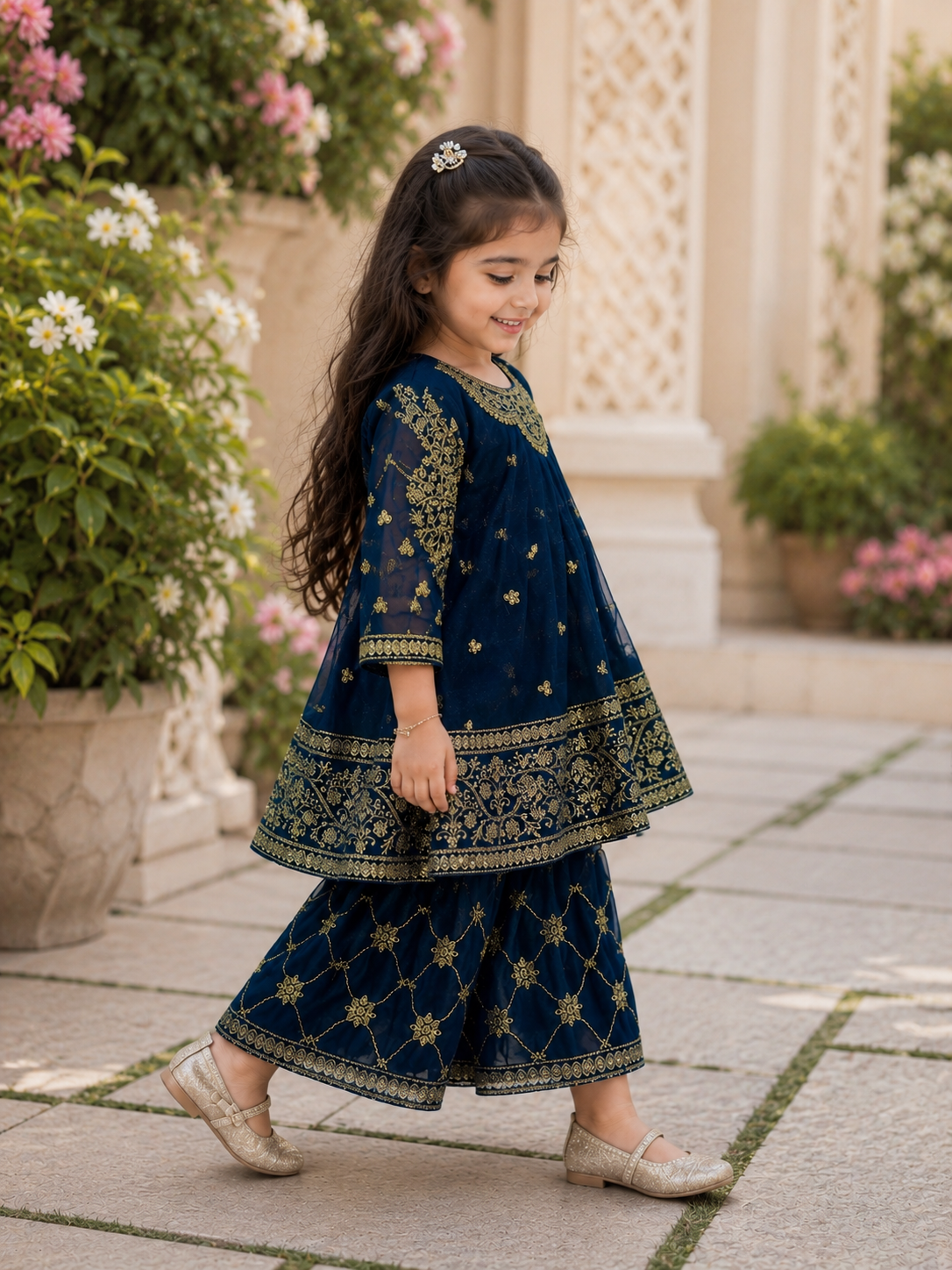 Chaandni - Fancy Frock with Embroided Neck and Daman