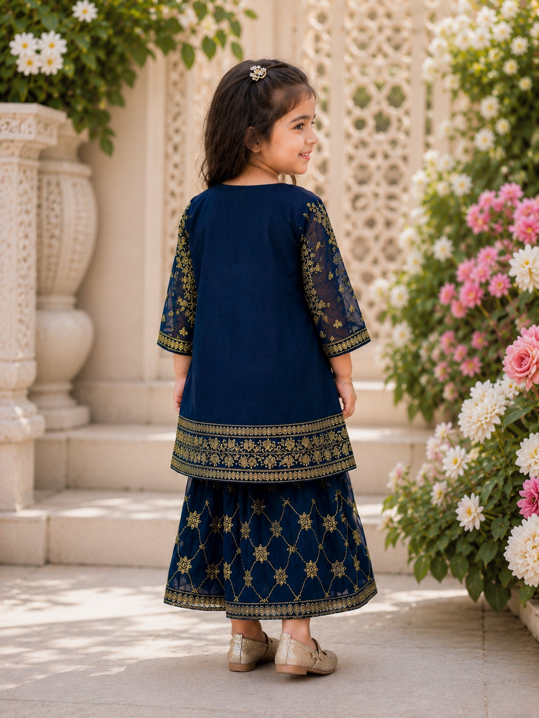 Chaandni - Fancy Frock with Embroided Neck and Daman