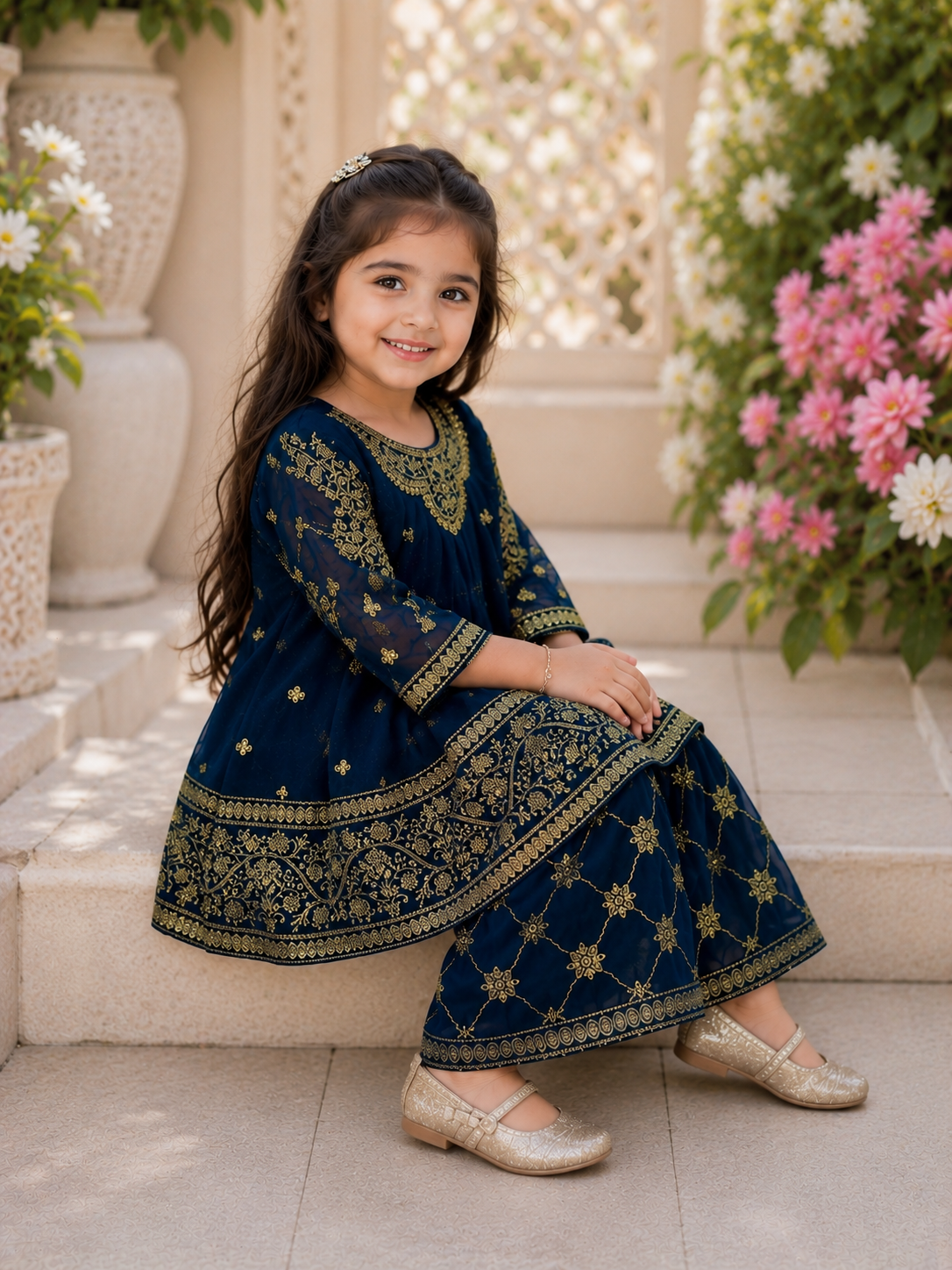 Chaandni - Fancy Frock with Embroided Neck and Daman