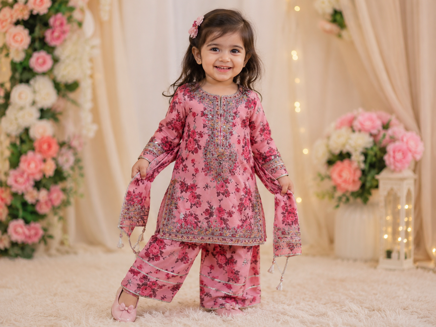 Gulbano - Farshi Shalwar with Silver Embroided Shirt with Fancy Pouch