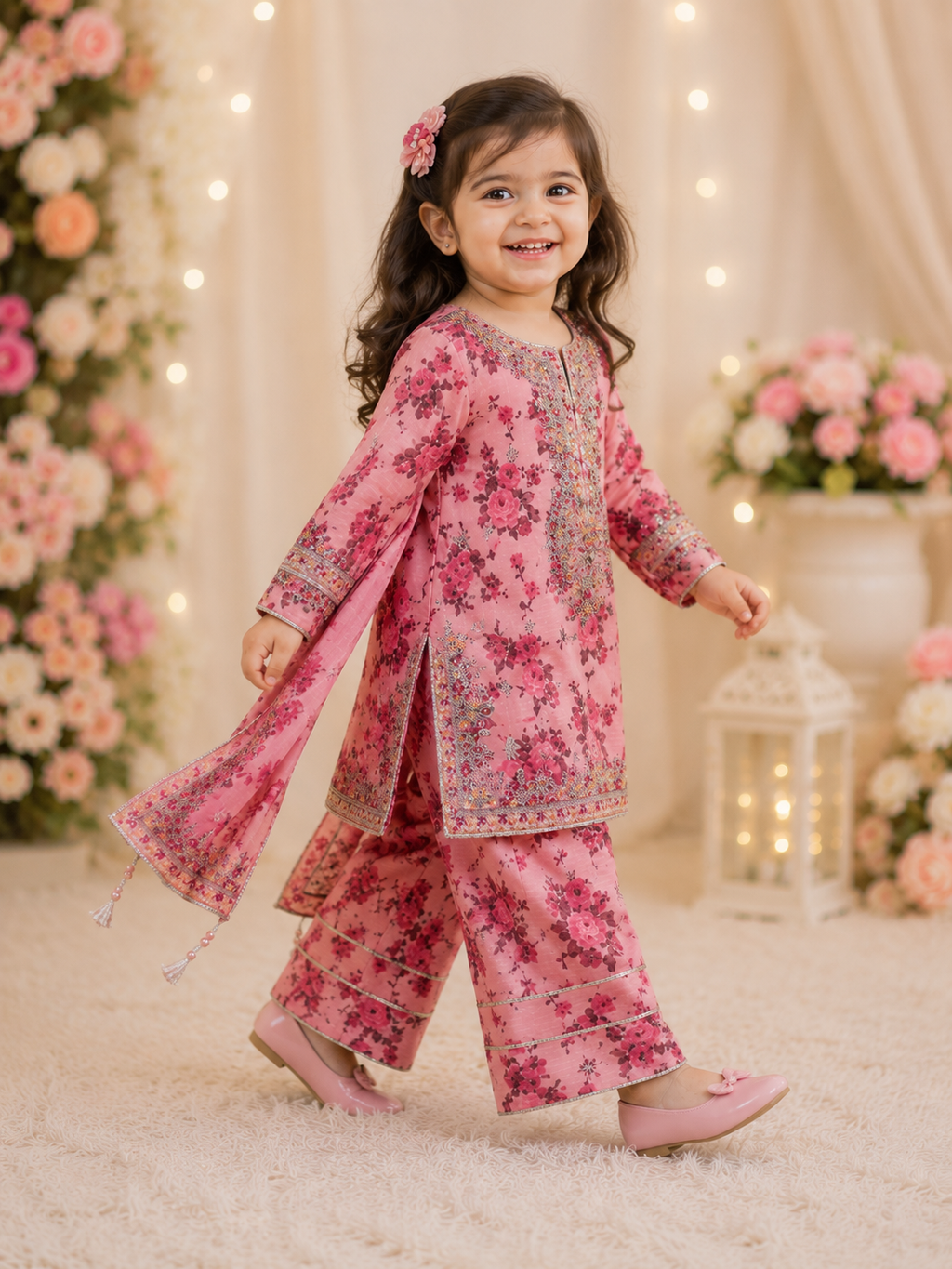 Gulbano - Farshi Shalwar with Silver Embroided Shirt with Fancy Pouch
