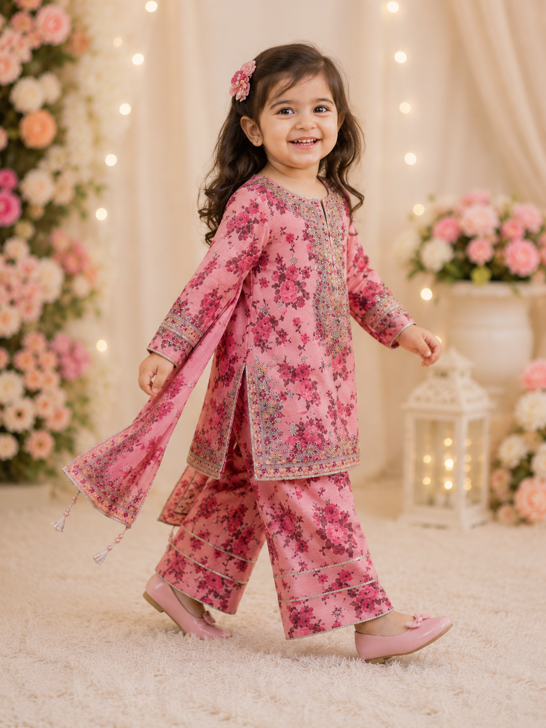 Gulbano - Farshi Shalwar with Silver Embroided Shirt with Fancy Pouch