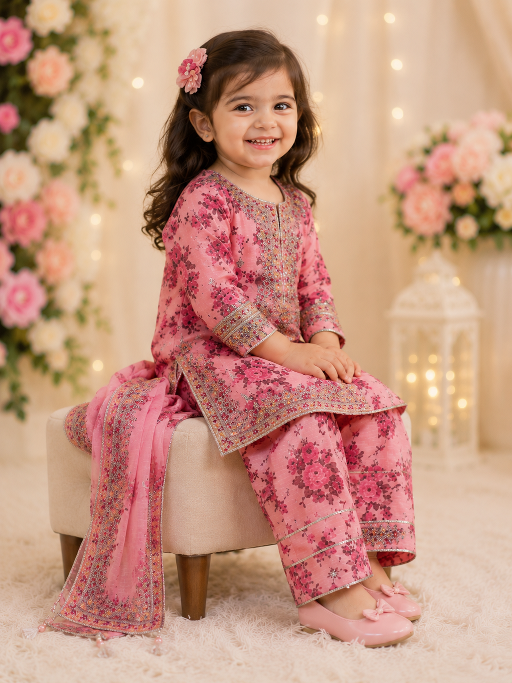 Gulbano - Farshi Shalwar with Silver Embroided Shirt with Fancy Pouch