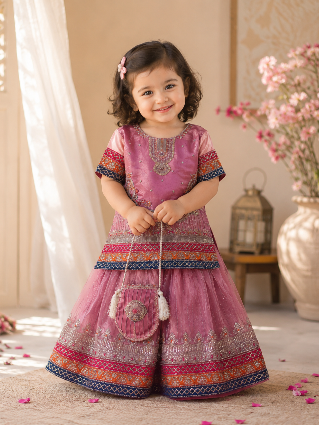 Jahan Aara - Embroided Patti Gharara set with Fancy Pouch