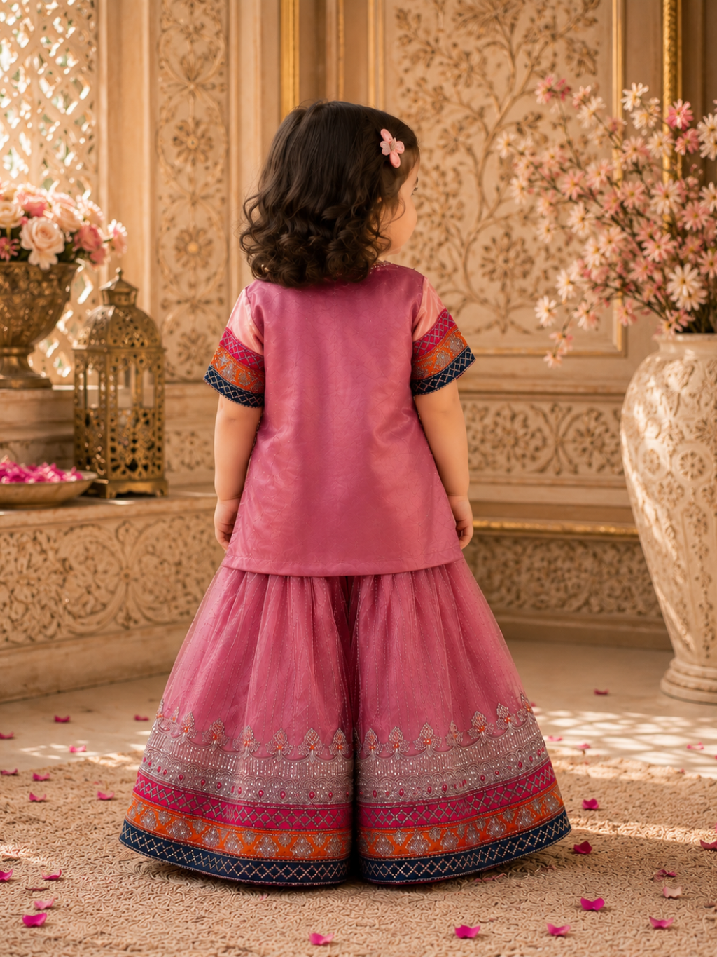 Jahan Aara - Embroided Patti Gharara set with Fancy Pouch