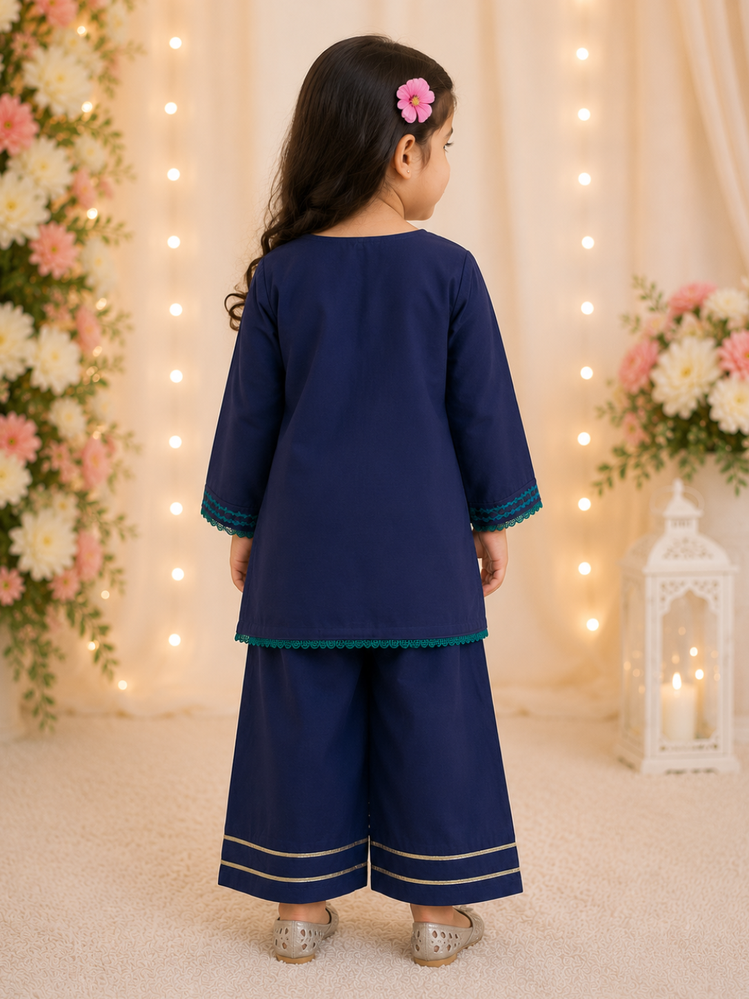 Neelum - Farshi Shalwar and Embroided Shirt with Elegant Pouch