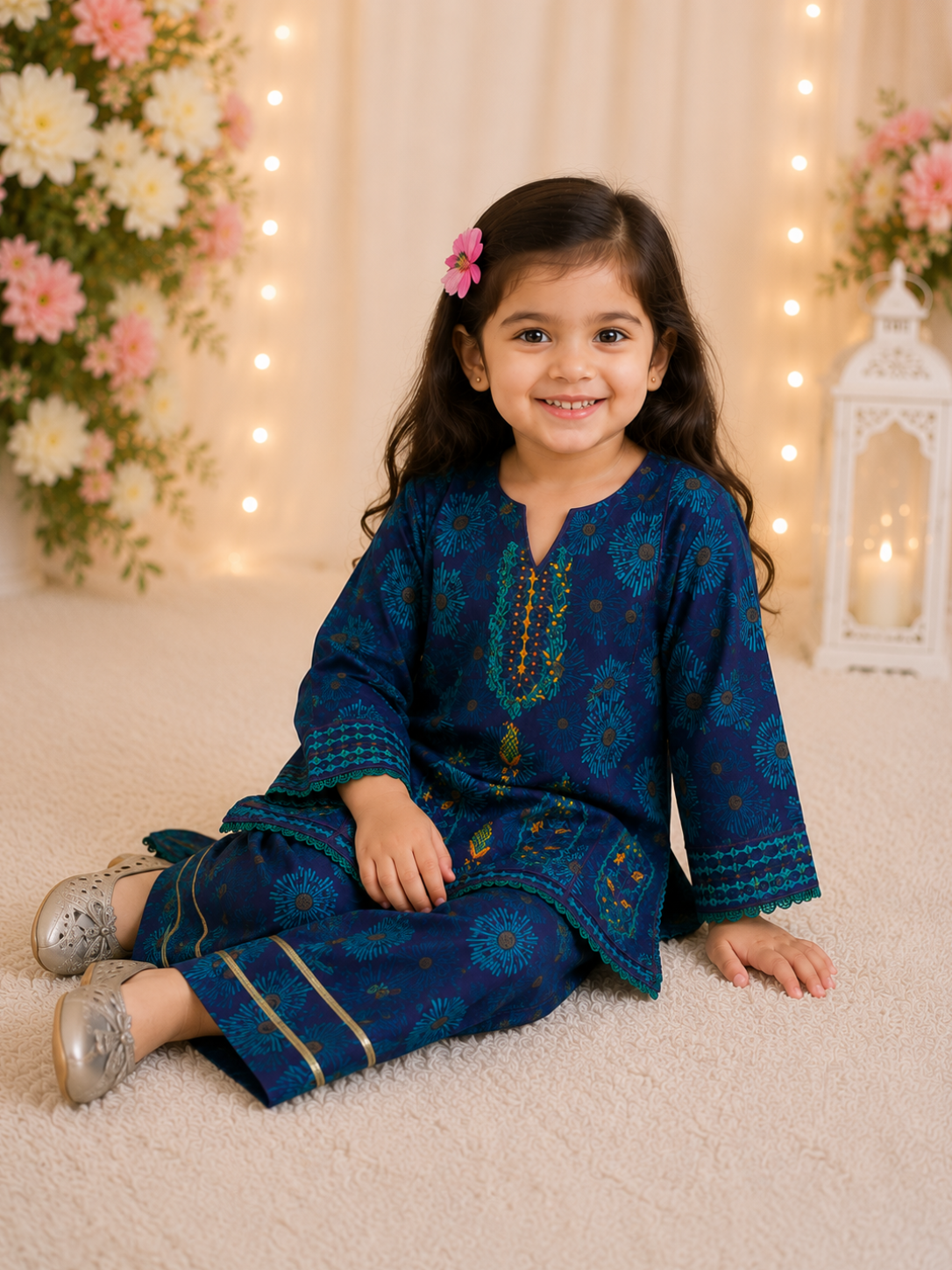 Neelum - Farshi Shalwar and Embroided Shirt with Elegant Pouch