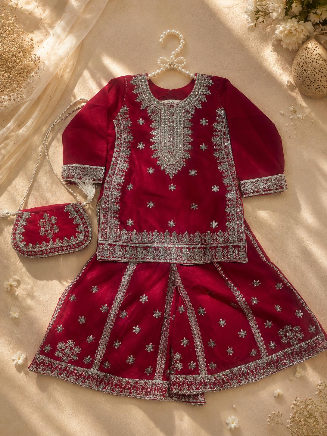 Shehnai - Sharara set with Elegant Silver Embroidery