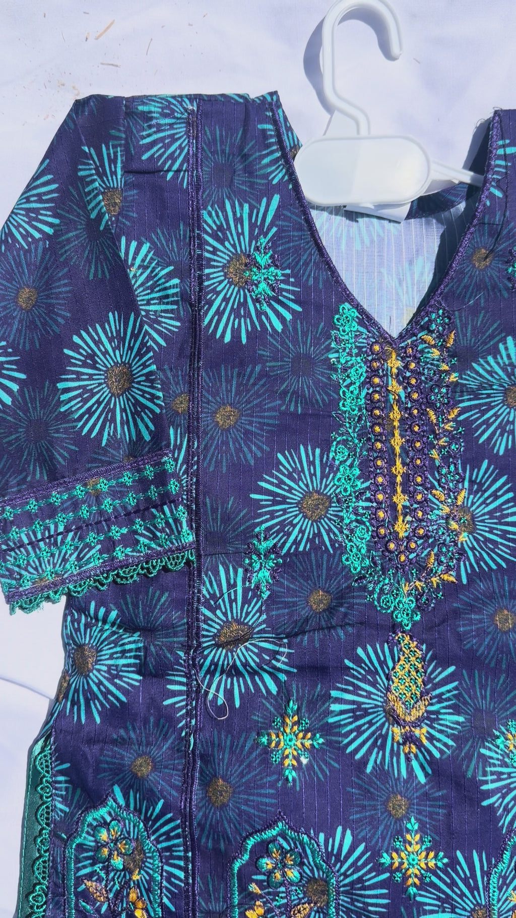Neelum - Farshi Shalwar and Embroided Shirt with Elegant Pouch